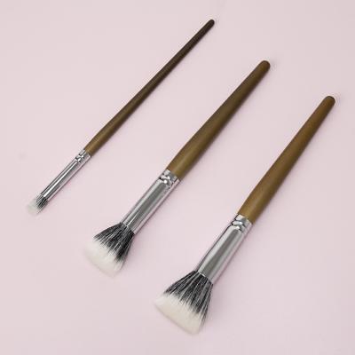 China Angular Blush Wholesale 3Pcs Bamboo Handle Cosmetic Brush Set Makeup Brush for sale