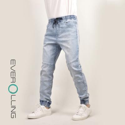 China SKIN FEEL everolling Custom Lines Biker Guangdong Color Jeans Men Front Pockets Pencil Pants Denim Cotton With Zipper for sale