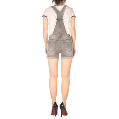 China Fade Proof Korean Fashion Overalls Denim Jumpsuits Romper Black Gray Ripped Women Colored Lattice Pant Short Pants 1 Piece for sale