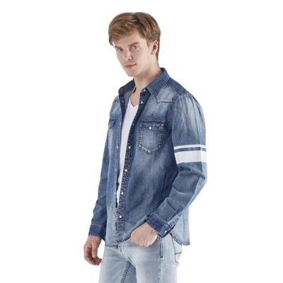 China Luxury cool oversized sleeve jacket jeans denim jacket OEM cotton PRINT drop size private label longer size casual shirts for men for sale