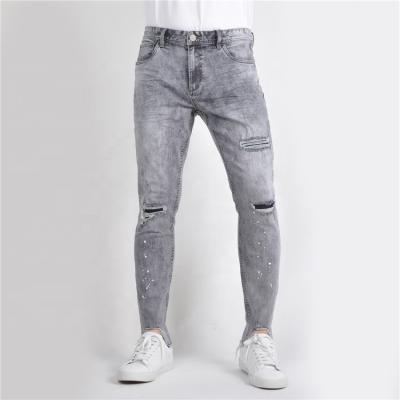 China High quality popular designers plus size zipper plus size polyester spandex denim ripped clothes mens jeans with strap for sale