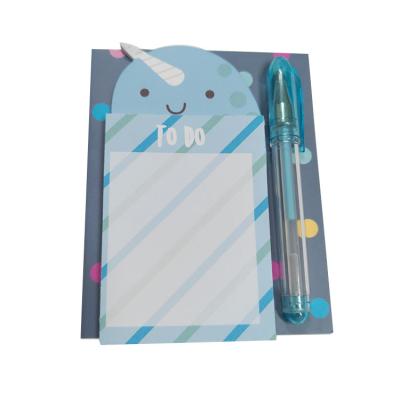 China 2022 Self Adhesive Hot Sale Stationery Set Including Mini Notebook, Two Cartoon Sticky Notes and Gel Pen for Promotion Office School Gift for sale