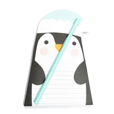 China Wholesales Kawaii Cute Cartoon Notepads Magnetic Note Pad Set With Pen - Penguin Print for sale