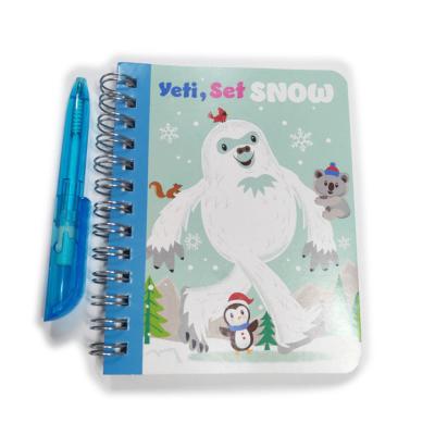 China Promotion factory customized promotional notebook with pen, spiral coil notebook-yeti, snow set for sale