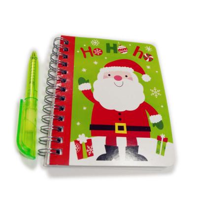 China Coil Spiral Notebook Paper Notepad with Pen - Ho Ho Ho Santa for sale