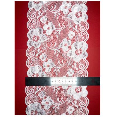 China High Quality Wide Elastic Viable Spandex Lace Design Fashion Nylon Embroidered Fabric for sale