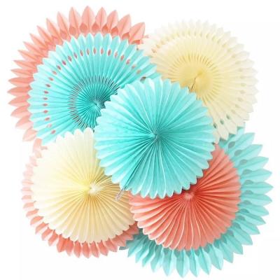 China Party Decoration Honeycomb Paper Fan Flower Window Decoration Supplies Round DIY Paper Fan Flower Paper Fan Party for sale