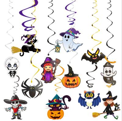 China Festival Halloween Swirls Decorations Halloween Party Witches Bats Hanging Swirls Ceiling Decoration for sale