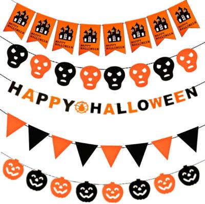 China Halloween Decoration Non-woven Non-woven Layout Props Hanging Flag Happy Halloween Halloween Event Party Decoration for sale