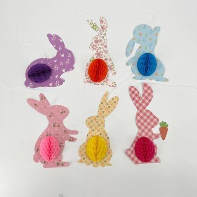 China 2022 Modes Home Decoration Party Decoration Rabbit Honeycomb Table Paper Pendulum for sale