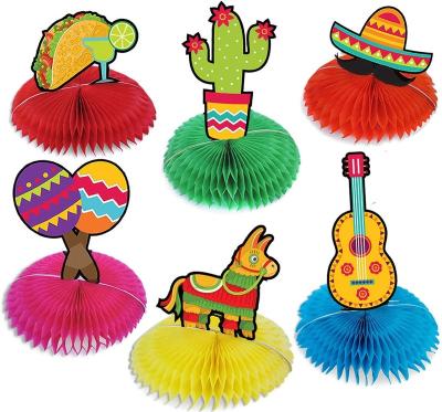 China Fun Honeycomb Fan Centerpiece Table Paper Decoration for Mexican Theme Baby Shower Graduation Taco Bar Party Decorations for sale