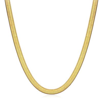 China Titanium Flat Product Snake Chain Necklace Lead Free Nickel Free Polished Herringbone Simple High Choker for sale