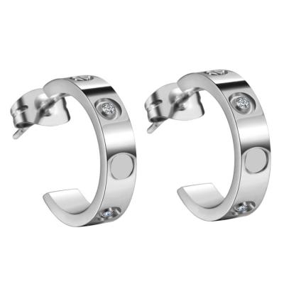 China Fashion And Non Love Nickel Free Lead Free Design Titanium Steel Zircon Cuff Studs For Women for sale