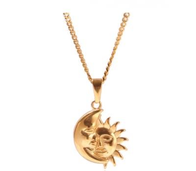 China Hot Sale Lead Free Nickel Free Gold Plated 316L Stainless Steel Tasty Sun Moon Jewelry Necklace for sale