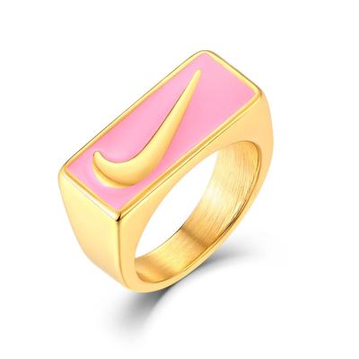 China Brand Lead Free Nickel Free Customized Hip Hop Stainless Steel Square Swirl Ring for sale