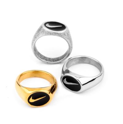 China Wholesale Lead Free Nickel Free Titanium Steel Gold Plated Hip Hop Sway Tick Rings Jewelry for sale