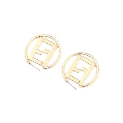 China Vintage Jewelry Silver Lead Free Nickel Free Gold Plated Oversized Two Letter F Circle Earring for sale