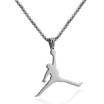 China Famous Jewelry Brands Stainless Steel Sneakers Lead Free Nickel Free Air Jor Dan Fly Man Pendant Necklace for sale