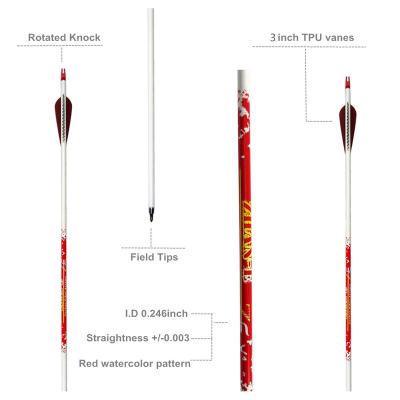 China 6.2mm Pure Carbon Arrow Archery Fiber Archery ID TIR 300-800 Spine For Shooting Compound Archery for sale