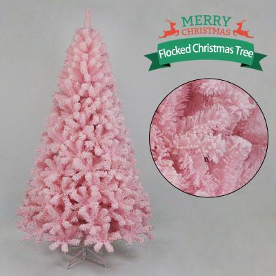 China Christamas Home Decoration 2021 Hot Sale PVC 7FT Assembled Christmas Tree With Pink For Xmas Festival Decoration for sale