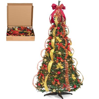 China Wholesale Environmentally Sound Pre-lit Collapsible Decorated Christmas Tree Eco-Friendly For Home Decor for sale