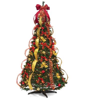 China 2021 High Quality PVC Artificial Green Folding Christmas Tree With Different Xmas Decoration For Festival Party Celebration for sale