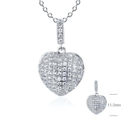 China Hotsale CLASSIC ZC Diamond Pendant Necklace S925 Sterling Silver Heart Charm Necklace for gifts for sale