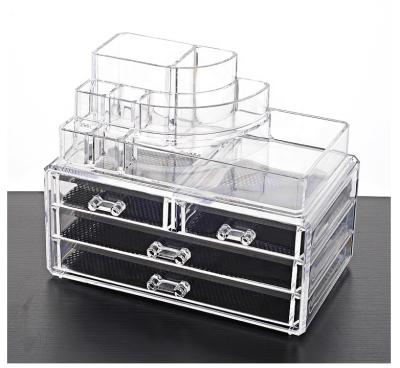 China Good Quality Acrylic Cosmetic Clear Makeup Organizer Stocked Cosmetic Organizer Drawer for sale