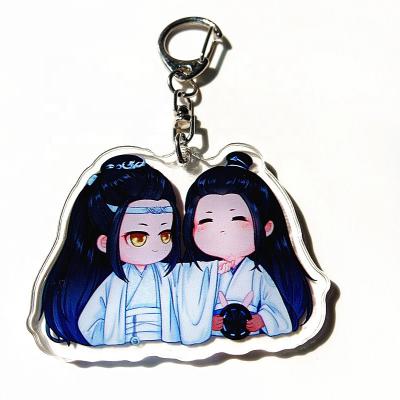 China Modern Anime Star Hologram Custom Clear Acrylic Charms Key Chains for sale