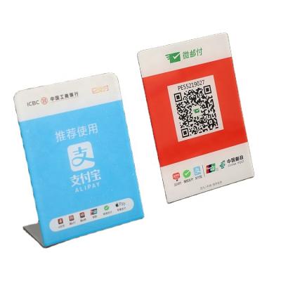 China Customized High Quality Modern Printed Recycled Eco QR Logo Sign Payment Code Friendly Acrylic Display Stand for sale