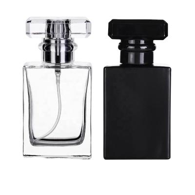 China Crystal Crimp Neck Empty Rectangular Amber Black Luxury Glass Perfume Cosmetic Custom Bottle for sale