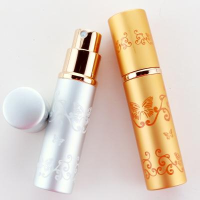 China Personal Care 5Ml Flower Vine Spray Bottle Mini Aluminum Perfume Bottles Travel Glass Atomizer With Spray Atomizer for sale