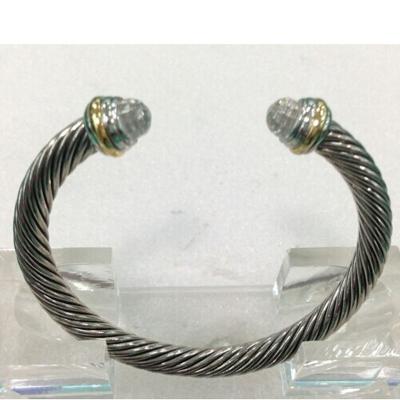 China (B-12)Fashion jewelry Cable Classic Bracelet with white Topaz and Gold For Women for sale