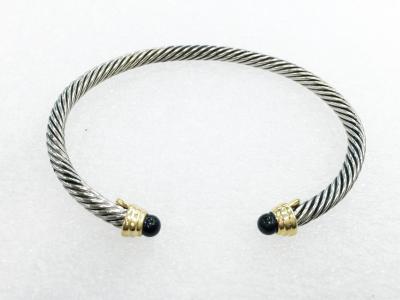 China (B-53)Fashion Jewelry Gold Silver Tone Plated Cable Bangle with Black Onyx for sale