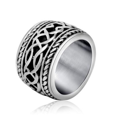 China Vintage Old Titanium Stainless Steel with Sterling Silver Plated Band Ring  () for sale