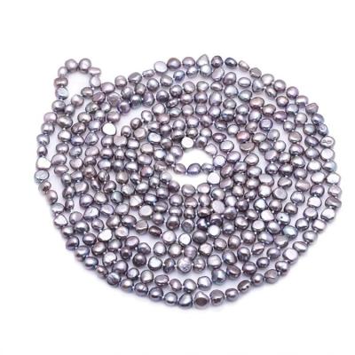 China Gray 7-8mm Freshwater Cultured Potato Shape Pearls Necklace 100 inches (FN08283GRAY) for sale