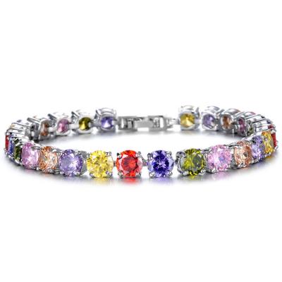 China Princess Multicolour Cubic Zironia Tennis Bracelet Charm Women Wedding Jewelry (JKS408MULITI) for sale