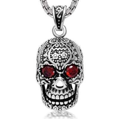 China Men's Necklace Vintage Old Stainless Steel Skull Pendant Necklace(SP407) for sale