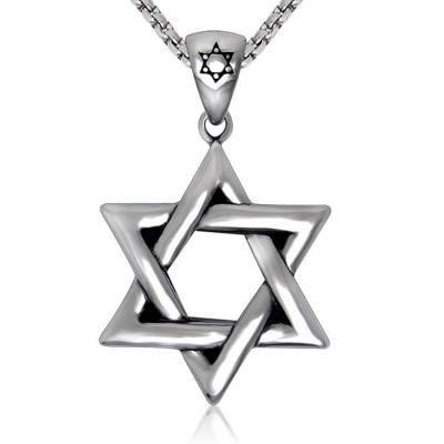 China Men's 925 Silver Plated Titanium Stainless Steel Necklace with Jewish Stars(SP460) for sale