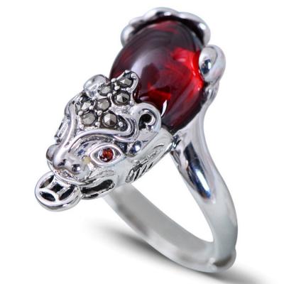 China Vintage Brave Troops Design Thai Silver Created Garnet  Ring(R20180101) for sale