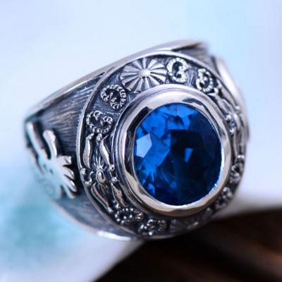 China Vintage Jewelty Sterling Silver Blue Cubic Zircon Men Ring (XH053342W) for sale