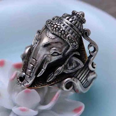 China Retro Elephant Style Thai Sterling Silver Men Ring (056250) for sale