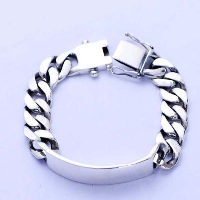 China Men Heavy Sterling Silver Chunky Chain Link ID Bracelet (056607) for sale