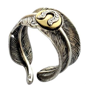 China Men Women Retro Unique Feather Shapes Gold Silver Two Tone Ring (R2018040210) for sale