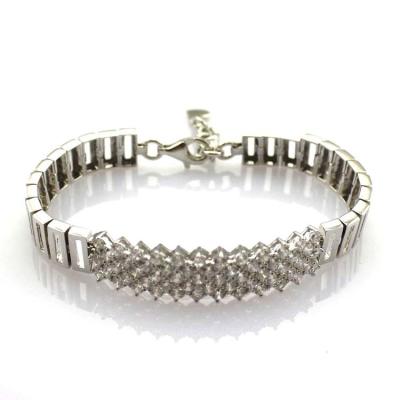 China 925 Silver Silver Link Bracelet   Clear Cubic Zircon Tennis Bracelet (YAQS005) for sale