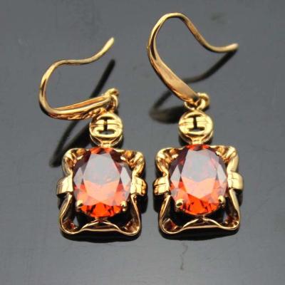 China Fine Jewelry Rose Gold Plated Oval Pink Cubic Zirconia Dangle Earrings (PSJ06035) for sale