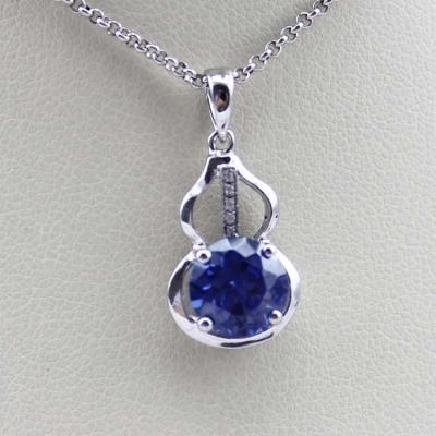 China Fashion Silver Jewelry 7mm Blue Cubic Zircon Stones Pendant(PSJ0415) for sale