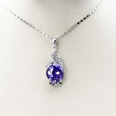 China Sterling Silver Jewelry 9x11mm Oval Amethyst Cubic Zircoina Pneant (PSJ0416) for sale