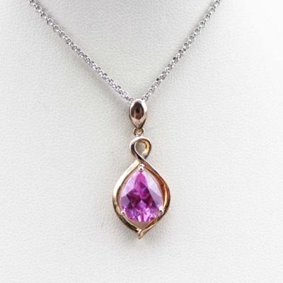 China Rose Gold Plated 925 Silver Pendant  8mmx10mm Pink Cubic Zircon (PSJ0418) for sale