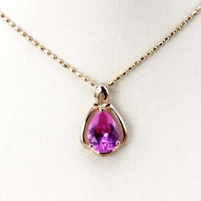 China Women Jewelry 18K Rose Gold Plated 925 Silver 8mmx10mm Pear Pink Cubic Zircon Pendant(PSJ0421) for sale